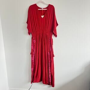 NWT Knox Rose Flutter Sleeve Kaftan A-Line Maxi Dress XL Boho-Chic Vacation-Vibe